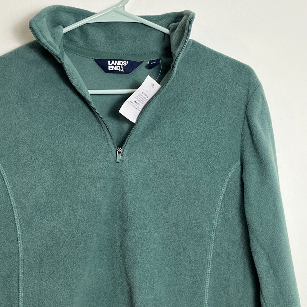 Lands End Sage Fleece 1/4 Zip Pullover Sz S (6-8) Lightweight Anti-Static Jacket